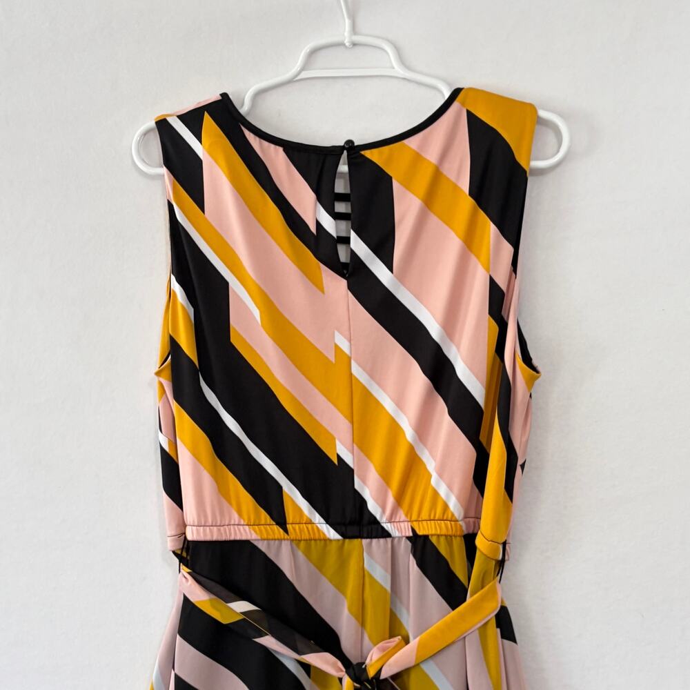 Lane Bryant Maxi Dress Womens Plus 18 Yellow Black Striped Chiffon Sleeveless - Picture 10 of 14